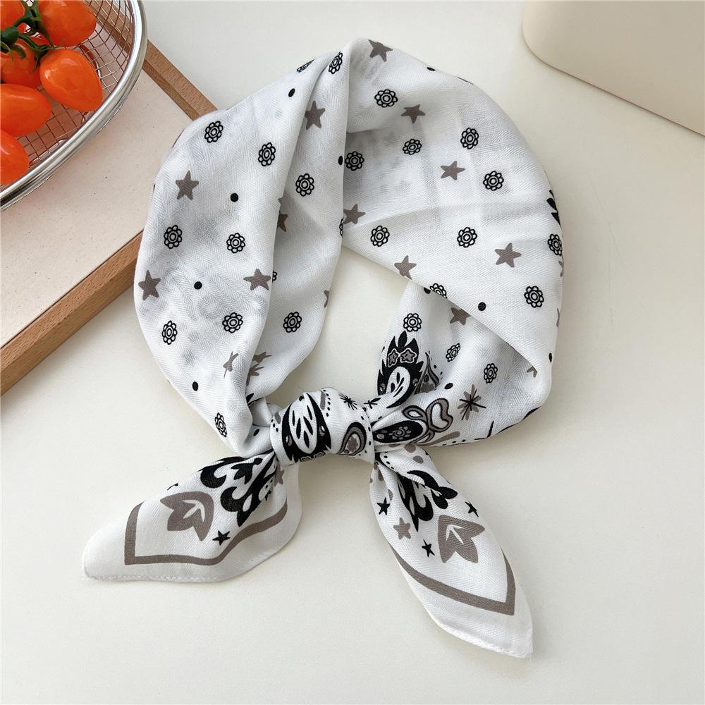 Paisley Flower Print Handkerchief Soft Cotton Linen Head Neck Scarves Hair Scarf Neckerchief Headscarves Square Scarf Headband