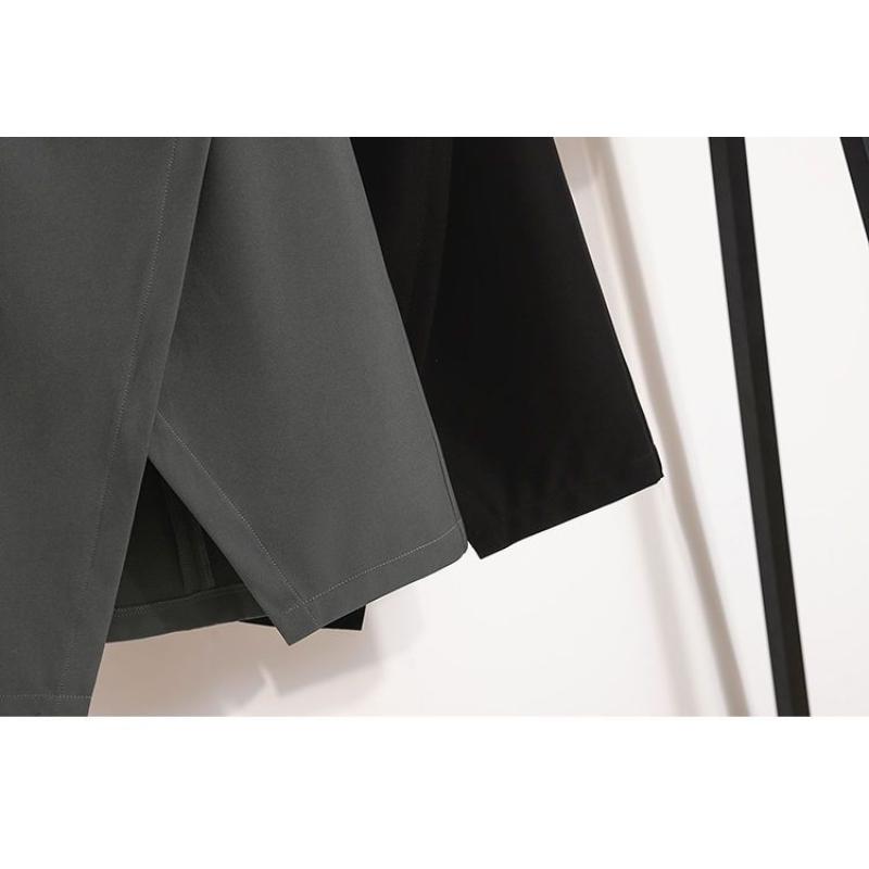 Dunkelgrauer High-Waist-Midirock für Damen Asymmetrisches Wickeldesign Bürorock