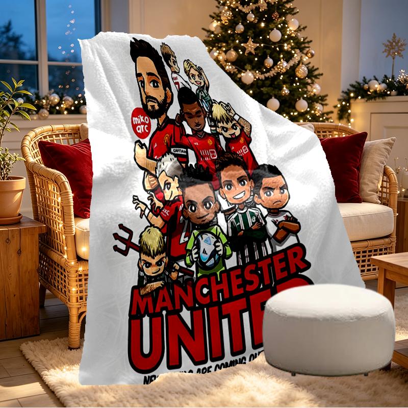 Manchester United F.C. Decke mit Aufdruck - Weich & Bequem, für Schlafzimmer, Reise, Sofa, Heimdekoration - Geburtstags-Weihnachtsgeschenk für Freunde