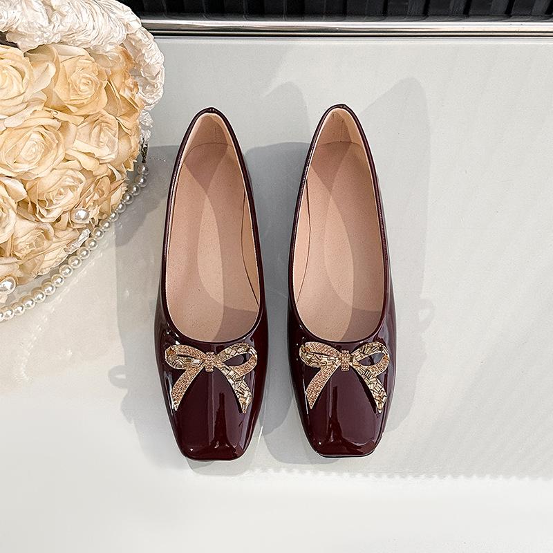 Women's Square Toe Ballet Flats Slip-On Dressy Shoes Business Casual Comfortable Foldable Work Loafers for Women Walking Flat Shoes Ballerina Flats