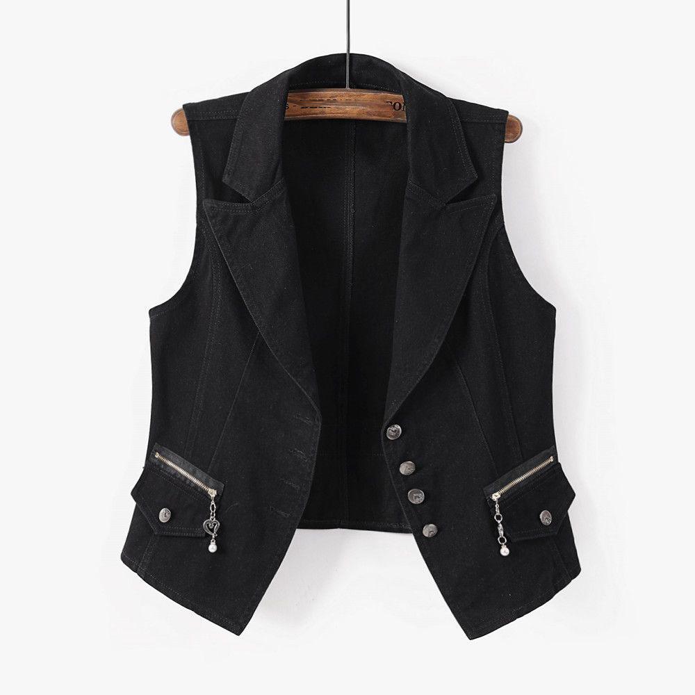 Fashion Denim Vest Female Streetwear V Neck Women Vest Summer Large Size Waistcoat Jeans Tops Sleevless Jacket Chaleco Mujer