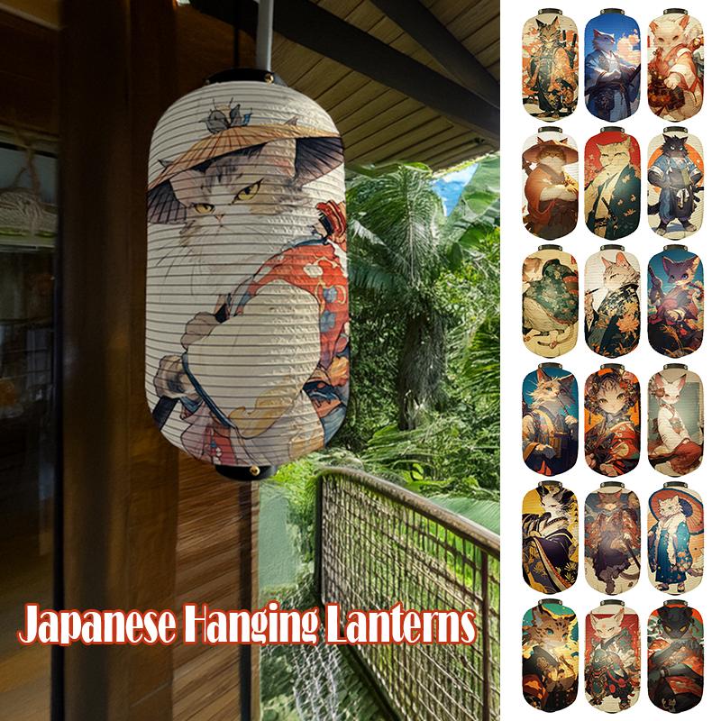 NEW Japanese Chochin Hanging Lantern Ukiyo-e Style Samurai Cat Anime Cartoon Lantern Sushi Restaurant Decor Festival Party Decor