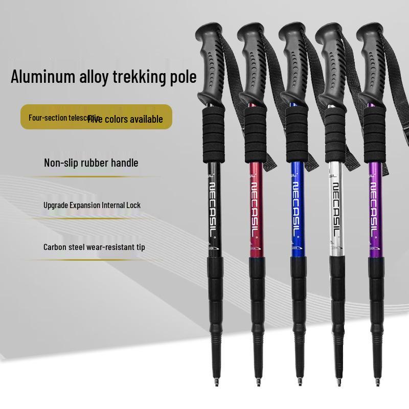 Newcastle Aluminum Alloy Shock-Absorbing Straight Handle Trekking Pole (Four-Section, Telescopic) G103