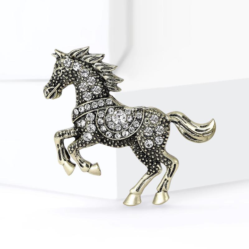 1 Piece Unisex 4-color Elegant Enamel Animal Year Of The Horse Brooch Pins Luxury Strong Horse Brooches For Women Gifts
