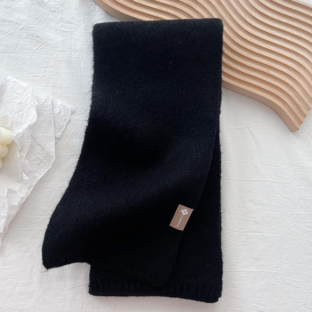 Premium sense versatile small scarf soft waxy milk tea color knitted wool scarf autumn and winter versatile Korean version to keep warm