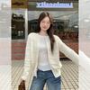 White Lazy Zipper Cardigan Jacket Women's Autumn and Winter Wear Top Loose Design Knitted Sweater