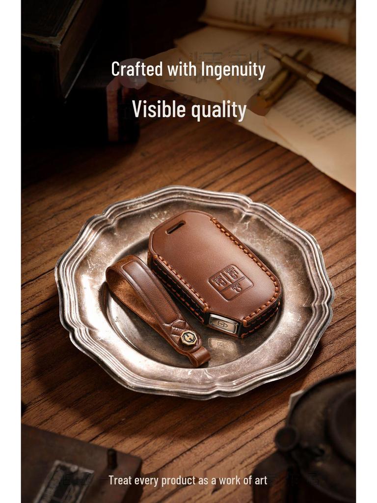 Kia Carnival Autoschlüsselhülle aus echtem Leder, handgefertigt, mit Schnalle