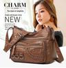 Trendy 2025 Washed Leather Shoulder Bag for Middle-aged & Elderly Women