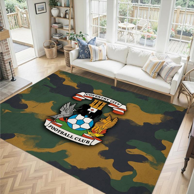 Coventry City Football Design Crystal Velvet Carpet Cozy Non?Slip Printed Rug For Bedroom Living Room Entrance
