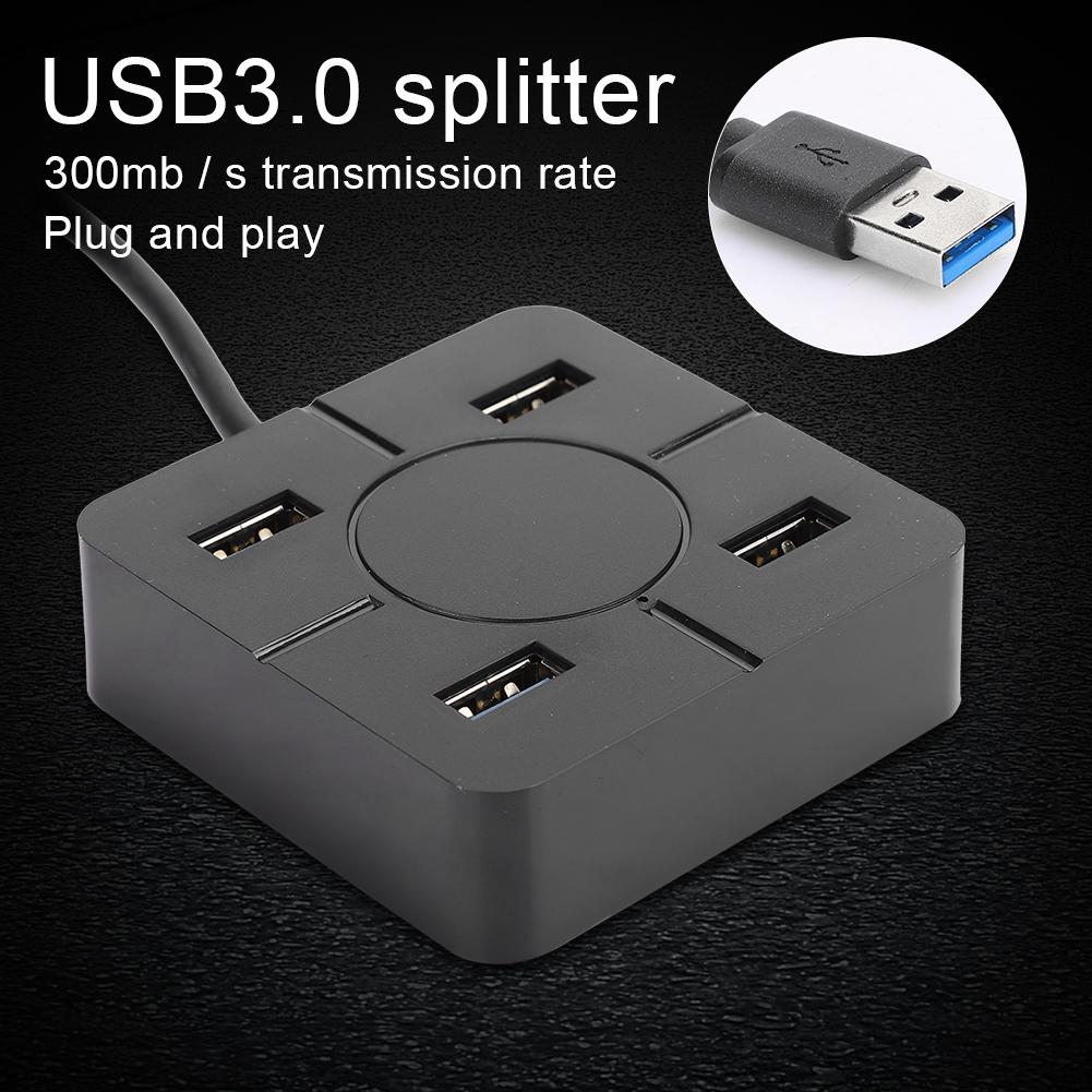 Hub USB3.0 Splitter 4 in 1 Dockingstation 4 Port Mehrzweck-Laptop-Zubehör zur ErweiterungSchwarz