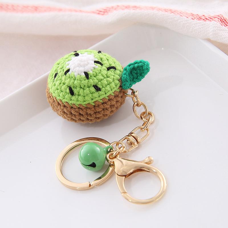 New Handmade Weaving Keychain Wool Crochet Unique Knitted Pendant Keyring Strawberry Watermelon Orange Pendant Key Chain Gifts