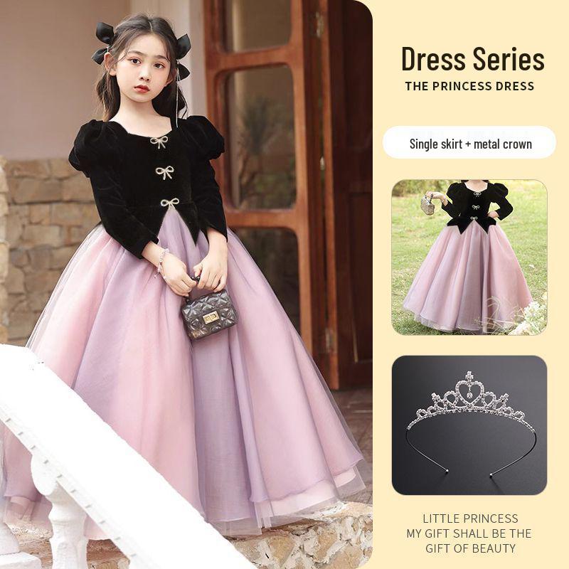 Girls' Princess Dresses: Medium/Large Fluffy Tulle Skirts for Piano Performances, Formal Gowns, and Winter Wear