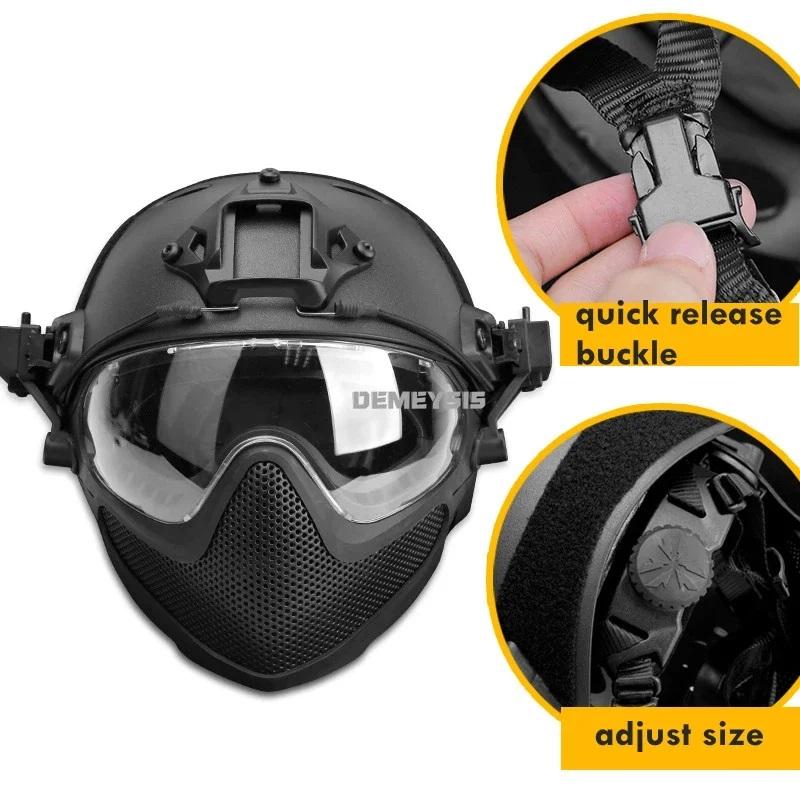 Tactical Helmet   Mask   Goggle Sets Outdoor Airsoft Paintball Helmet with Goggles FAST PJ Helmets CS Game Full Face Protection