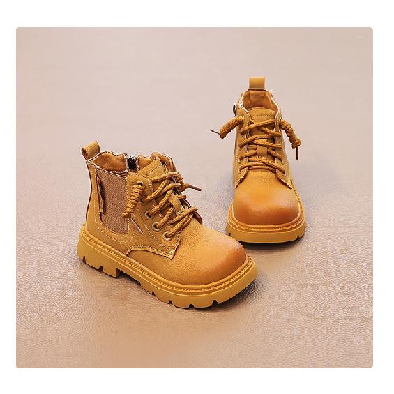 Kinder Martin Stiefel Britischer Stil Kleine Mädchen Kurze Stiefel Neue Jungen Gelbe Stiefel Vielseitige Winter Fleece Baumwollstiefel