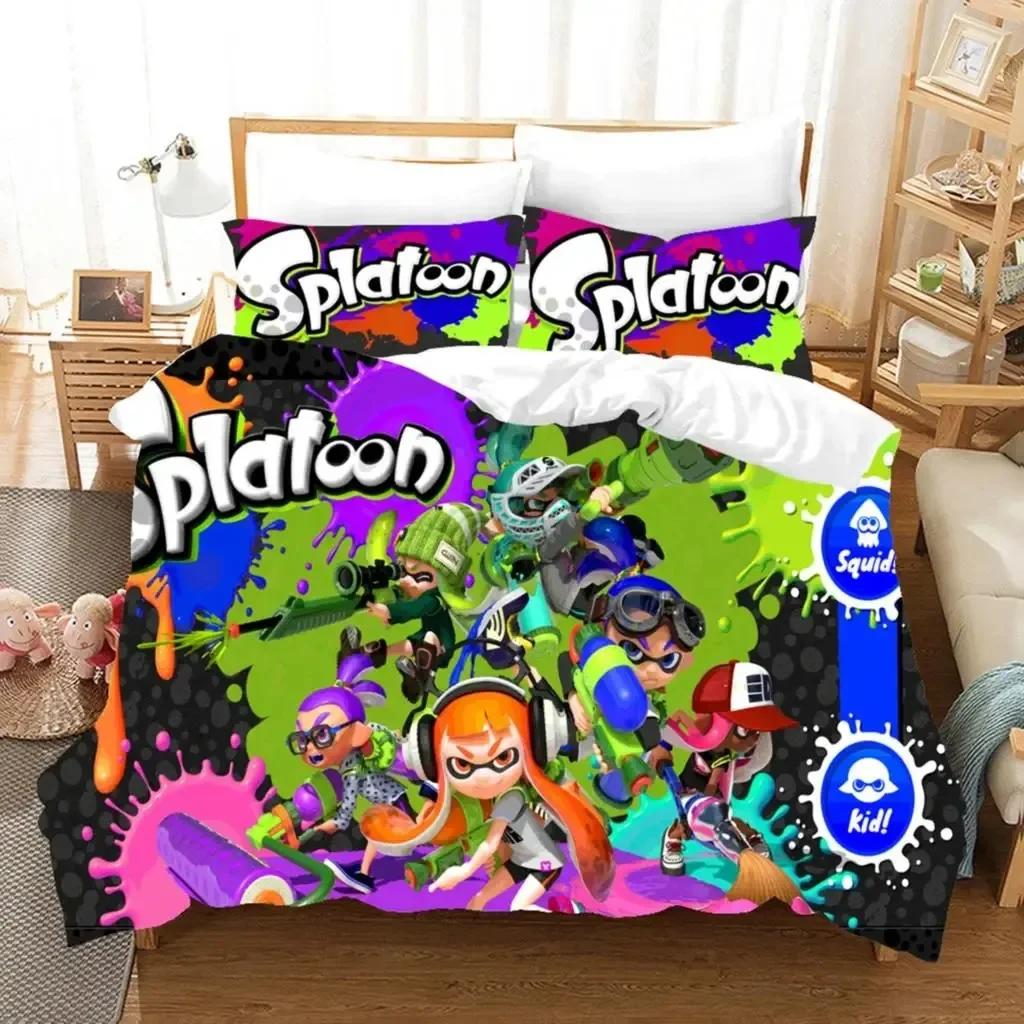 Splatoon Bedding Set Single Twin Full Queen King Size Kawaii Boysgirls Bed Set Aldult Boys Bedroom Duvetcover Sets 3D Print 011