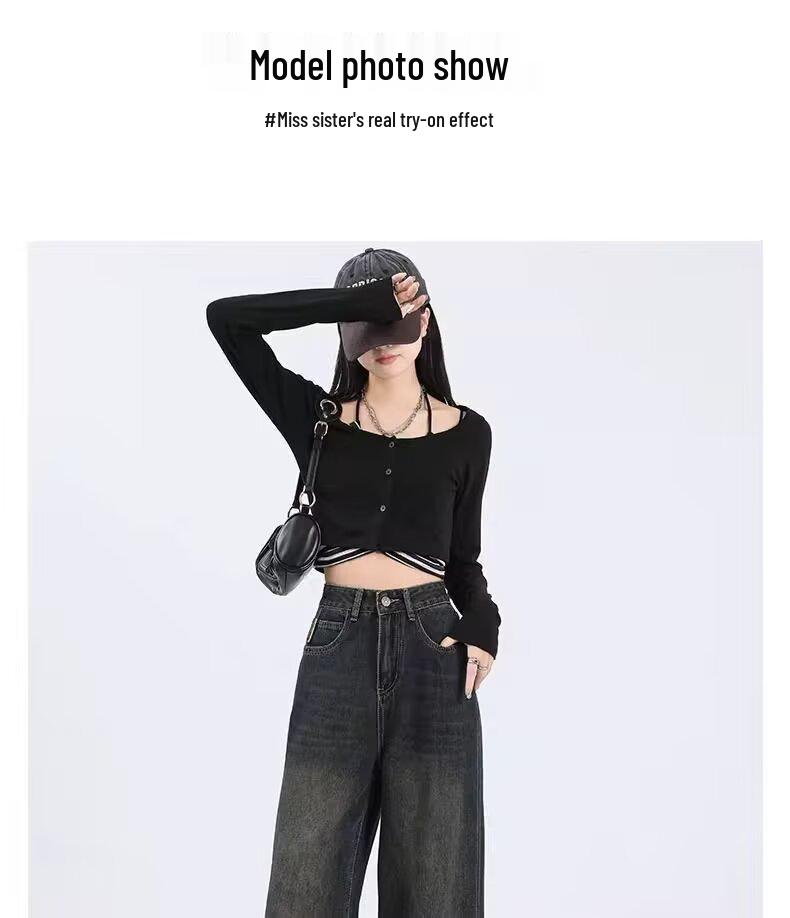 Women's Plus Size Dark Washed Wide-Leg Jeans with Zipper - Retro Style for Spring and Autumn