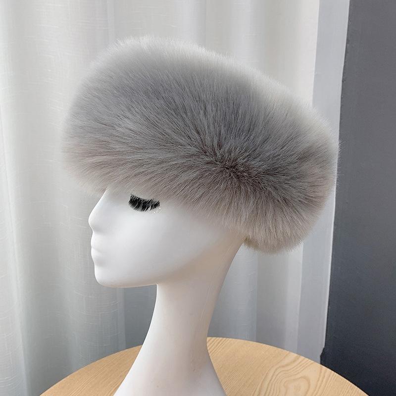 

Нова зимова густа пухнаста пов язка для волосся Пухнасте штучне хутро Жіноча хутряна пов язка на голову Шапка Зимова вулична грілка Лижні шапки Снігова шапка One Size