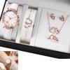 Damen Armbanduhr und Koordinierende Schmuckkollektion Anhänger Halskette Armband Ringe Ohrringe Modisches Damen Schmuckset