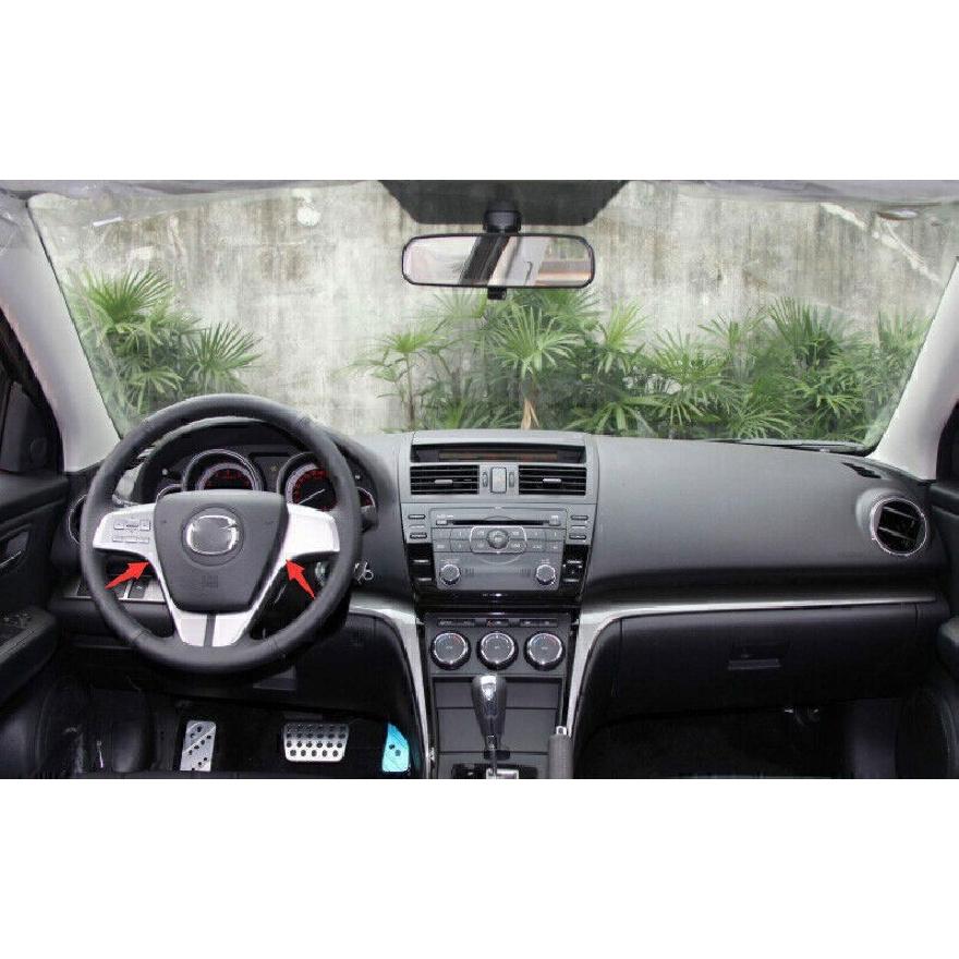 Brown Wood Grain Car Steering Wheel Decor Cover Trim 2pcs For Mazda 6 2009-2013