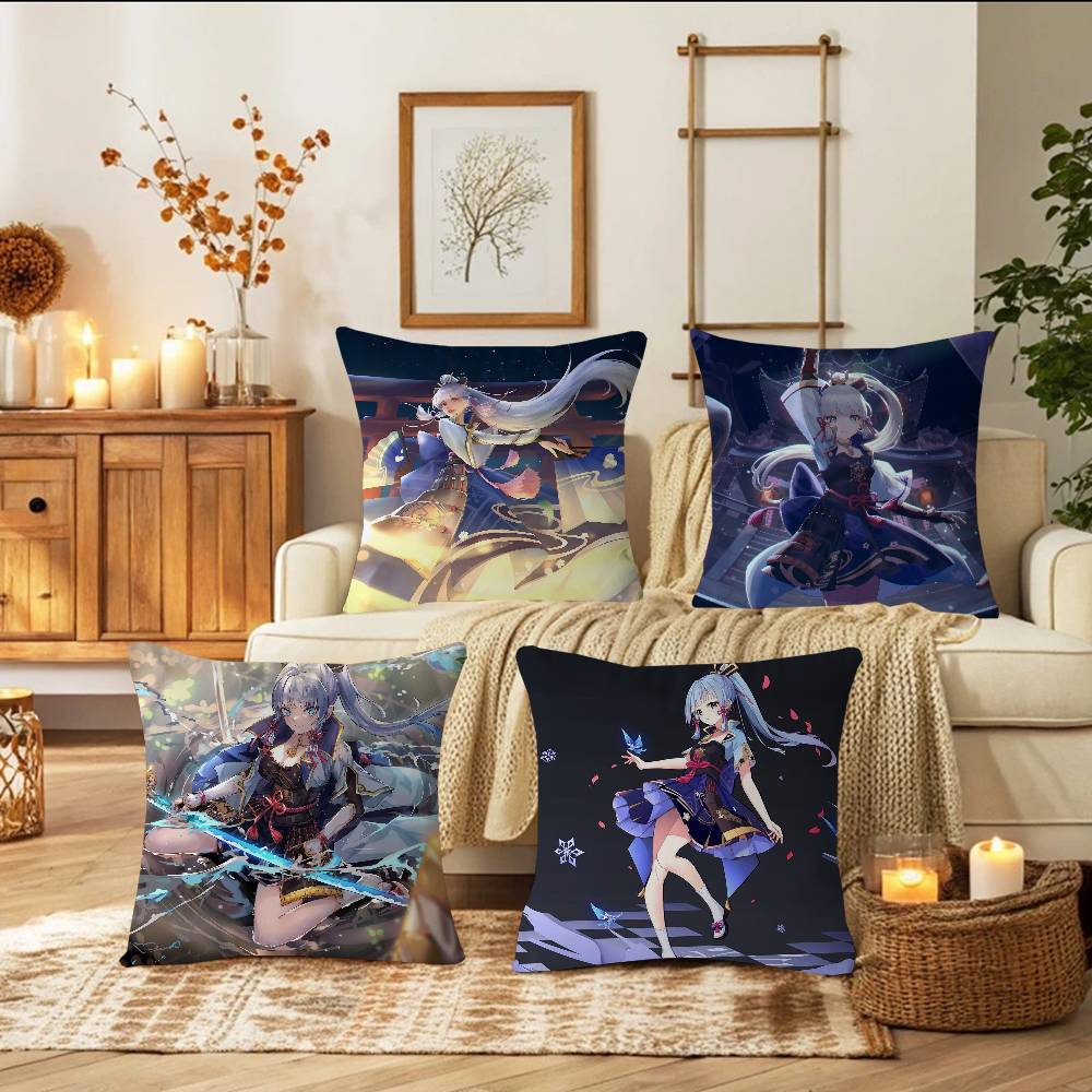 GAME Characters Kamisato Ayaka Pillow Cover For Bedroom Room And Living Room Sofa Decorative Cushion Cover