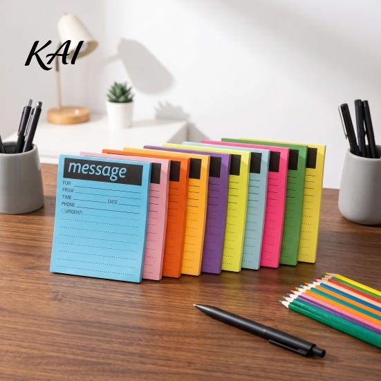 Student Class Notepads Fluorescent Horizontal Line Sticky Notepad, Strong Adhesive Removable Memo High Saturation Sheets Pad, Multi-color Lined Paper