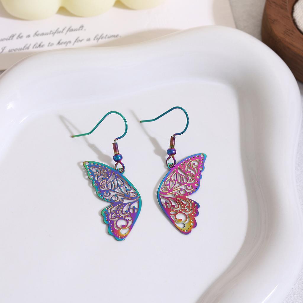 Symphony Hollow Variety Butterfly Earrings High Sense Light Luxury Ethnic Style Sweet Cool Fashion Temperament Earrings