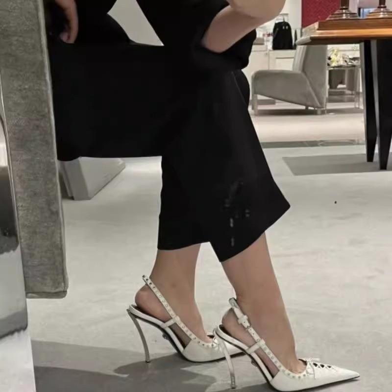 Baotou Sandals Women's 2025 Summer Internet Celebrity New Pointed Fine Heel Metal Heel Sexy Temperament Bow High Heels