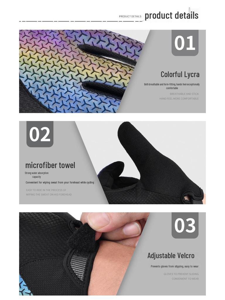 Boton Sports Reflective Shock-Absorbing Cycling Gloves - Colorful, Wear-Resistant, Touchscreen, Slip-Resistant, Ideal for Night Riding.