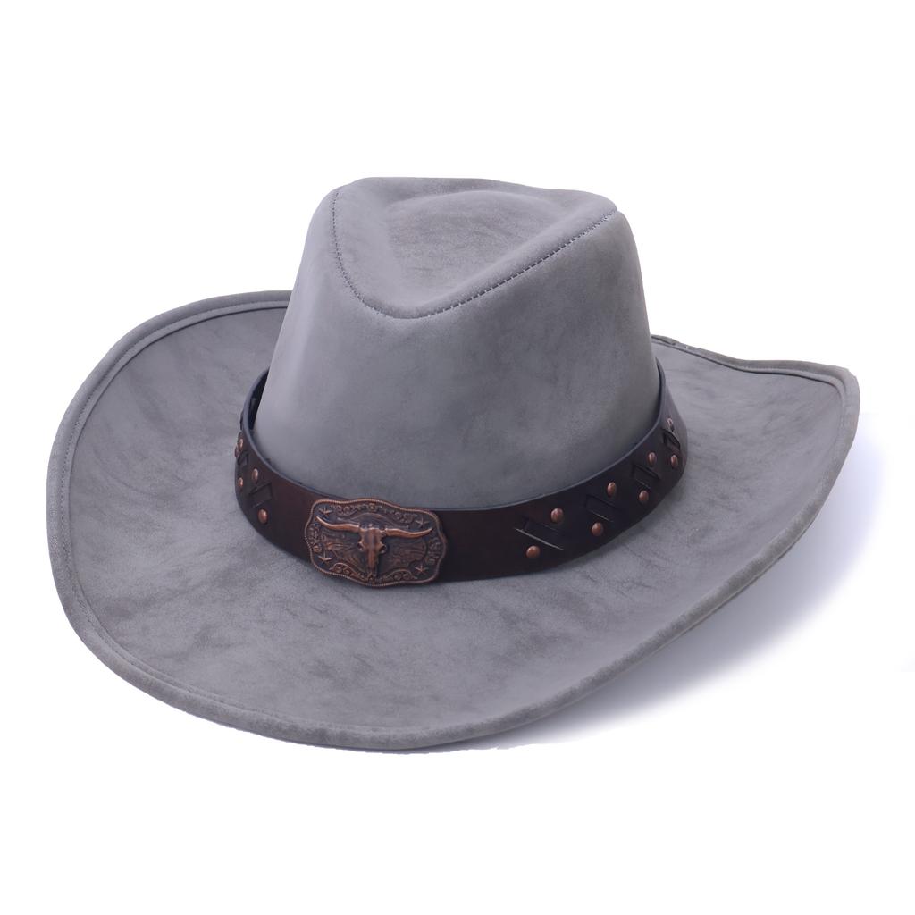 Gentleman Ladies Hat Ethnic Top Hat Retro Bull Head Western Cowboy Hat Big Brim Jazz Hat
