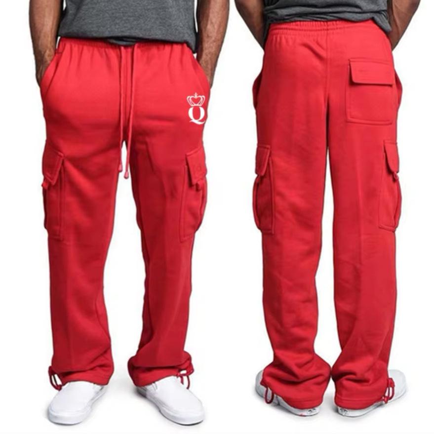 Men s Retro Multi-Pocket Workwear Cuffed Pants - European & American High Street Fashion S