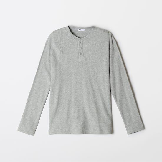 Spao Waffle Henley Long Sleeve T-Shirt SPLWF49C03