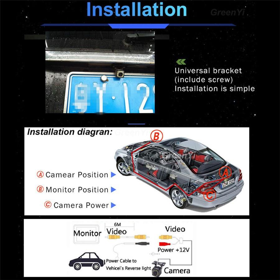 5 Inch Car Monitor TFT LCD HD Digital LED Night Vision Reverse Parking Waterproof with 12LED Dynamic Track Camera