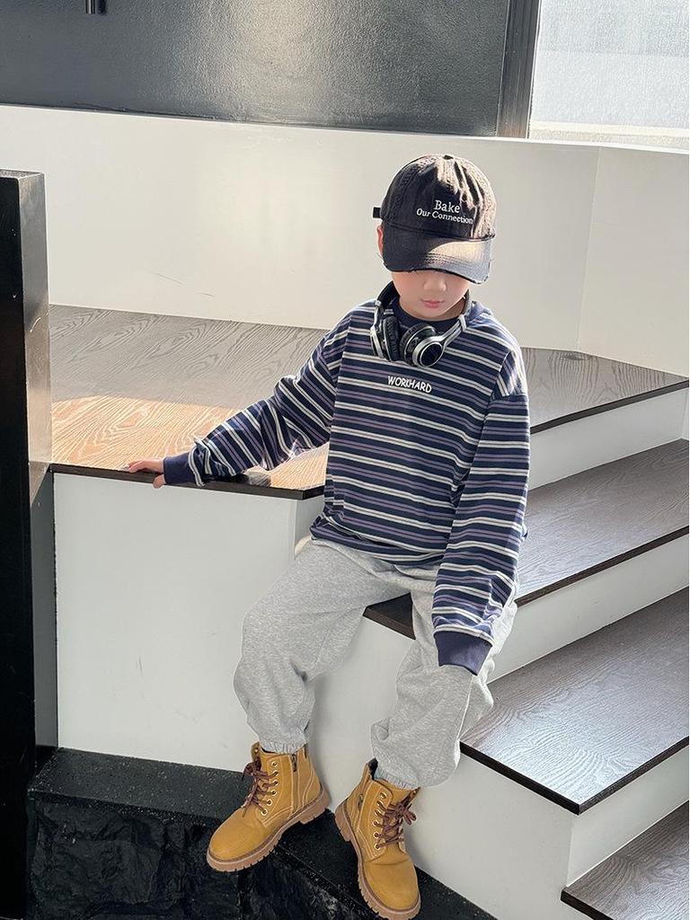 Boys' Cool Spring Sweatpants: Mid-Sized, Soft, Versatile, Loose-Fit, Cuffed Sports Pants