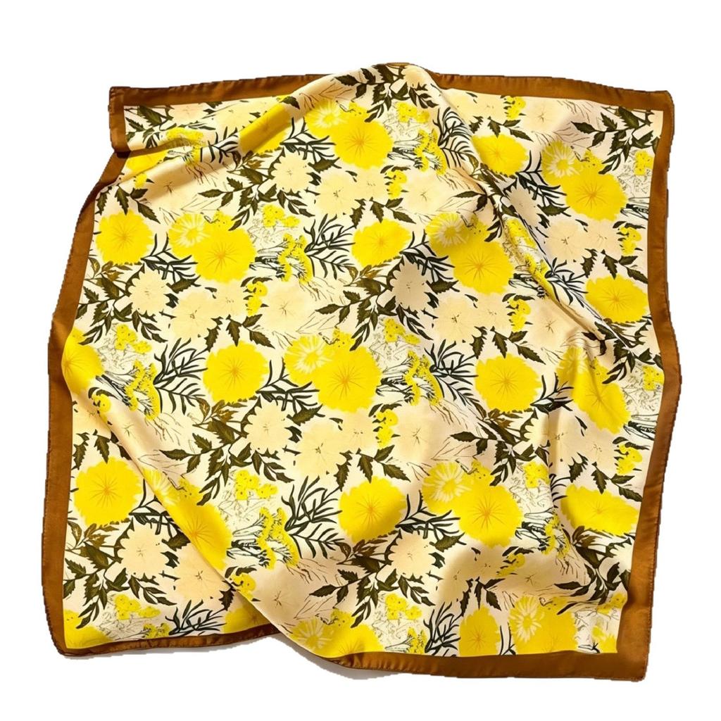 Écharpe carrée florale de luxe légère française impression soie simulation soie foulard foulard de tête foulard pour femmes printemps et été foulard foulard temperament ne