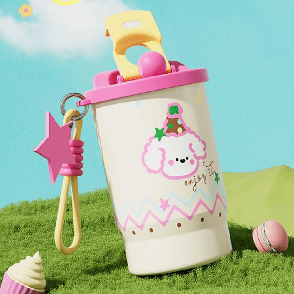 Leak-Proof Vacuum Straw Cup Cartoon Coffee Cup Portable Double Drink Insulated Cup  Daily Use