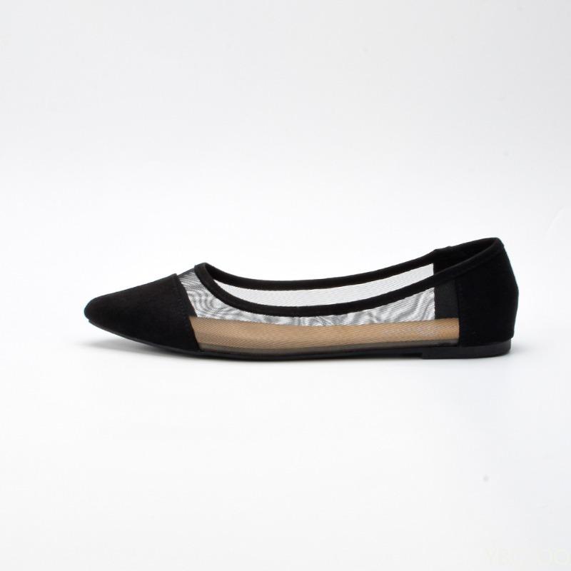 Fashion Women's Daily Shallow Mouth Fashion Mesh Women Shoes Elegant Pointed Spliced Flat Shoes Women's Casual versatile Sandals