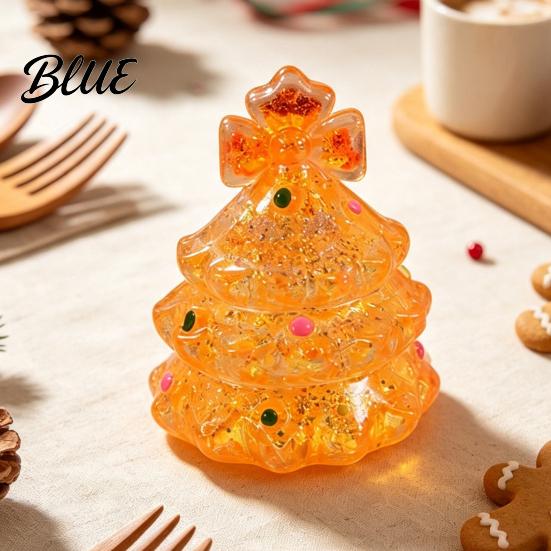 Stretchy Tree Toy Mini Christmas Squeeze Toy Stress Relief Glitter Xmas Fidget Clear Shape for Adults Kids Party Favor Squeezable