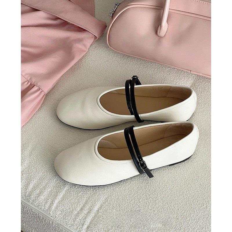

Mary Jane women s shoes 2025 new one-button ballet shoes French retro round head flat bottom shallow mouth single shoes 40