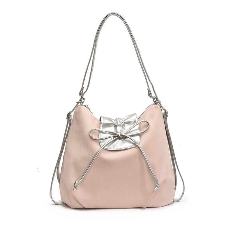 Casual large-capacity contrasting bag, women's 2025 new versatile shoulder bag, backpack, commuter bucket bag