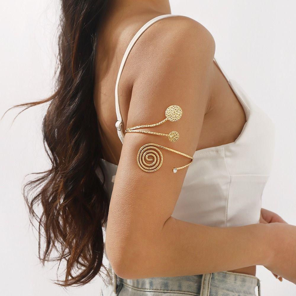 Metall Öffnungsarmreif Goldfarben Armreif Mode Breit Offener Armreif Handschmuck