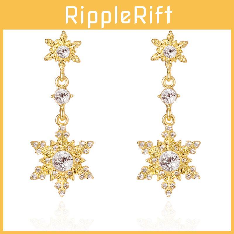 Schneeflocken-Anhänger-Ohrringe mit Zirkonia-Tropfen für Frauen Saisonschmuck