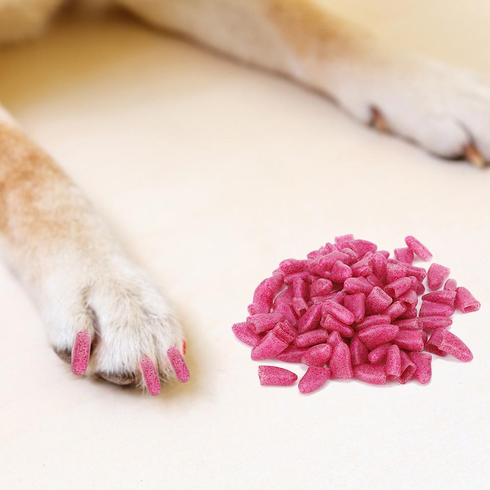 100PCS Pet Dog Soft PVC Nail Cover Paw Claw Cap Wrap Grooming Accessory