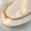 Fashion Titanium Steel Chain Splicing Zircon Necklace Women'S Light Luxury High-End Ot Buckle Necklace Jewelry