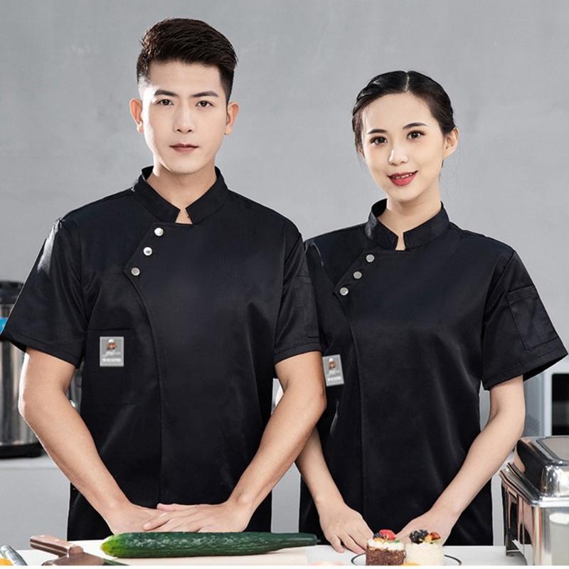 Comfortable Unisex Cook Shirt Short Sleeves Professional Kitchen Wear Hotel Restaurant Work Coat