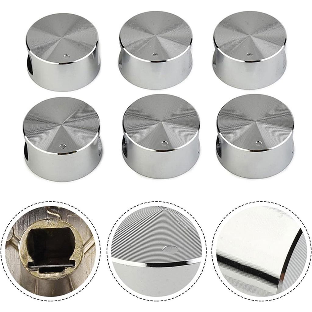 6 Pieces Durable Metal Knob Switch Reliable Ignition Control Knobs Metal Material Kitchen Appliances Handle for Cooktops