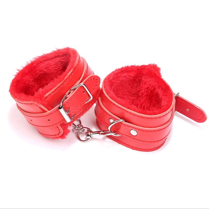 Sexy Lingerie PU Leather Plush Handcuff Ankle Cuff Bondage Sex Toy For Adults Sex Bondage Restraints Lingerie Exotic