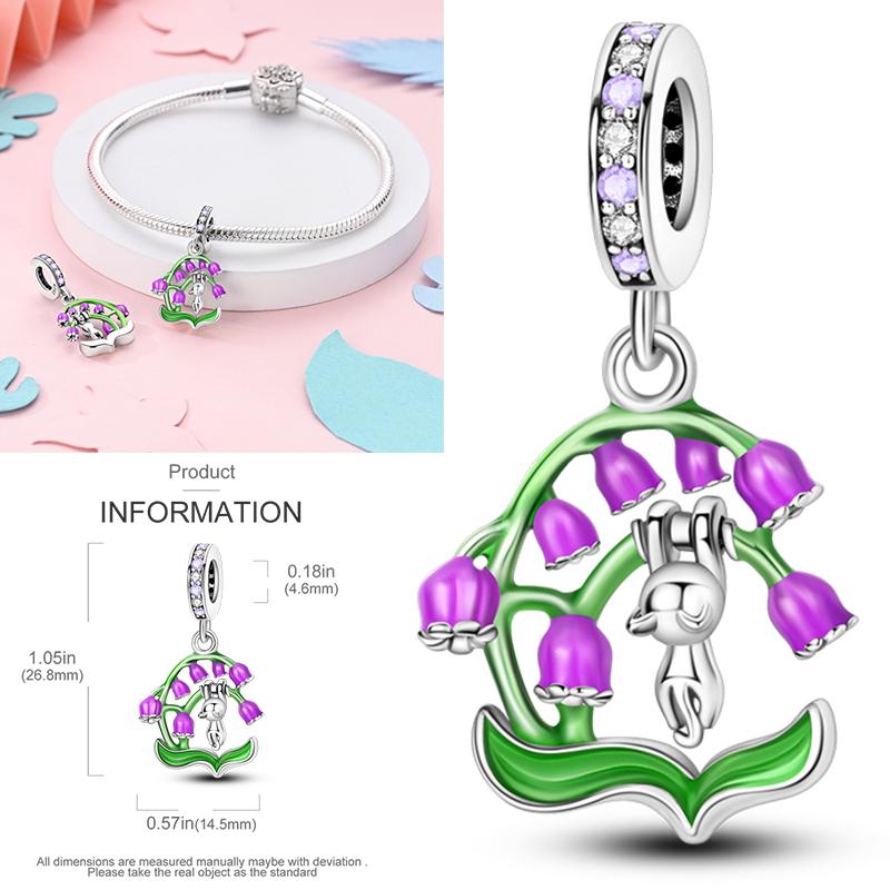 Neuer 925er Silber Kaktus Kleeblatt Anhänger Frühlingsgrüne Serie Perlenanhänger Für Original Perlenarmband DIY Schmuck