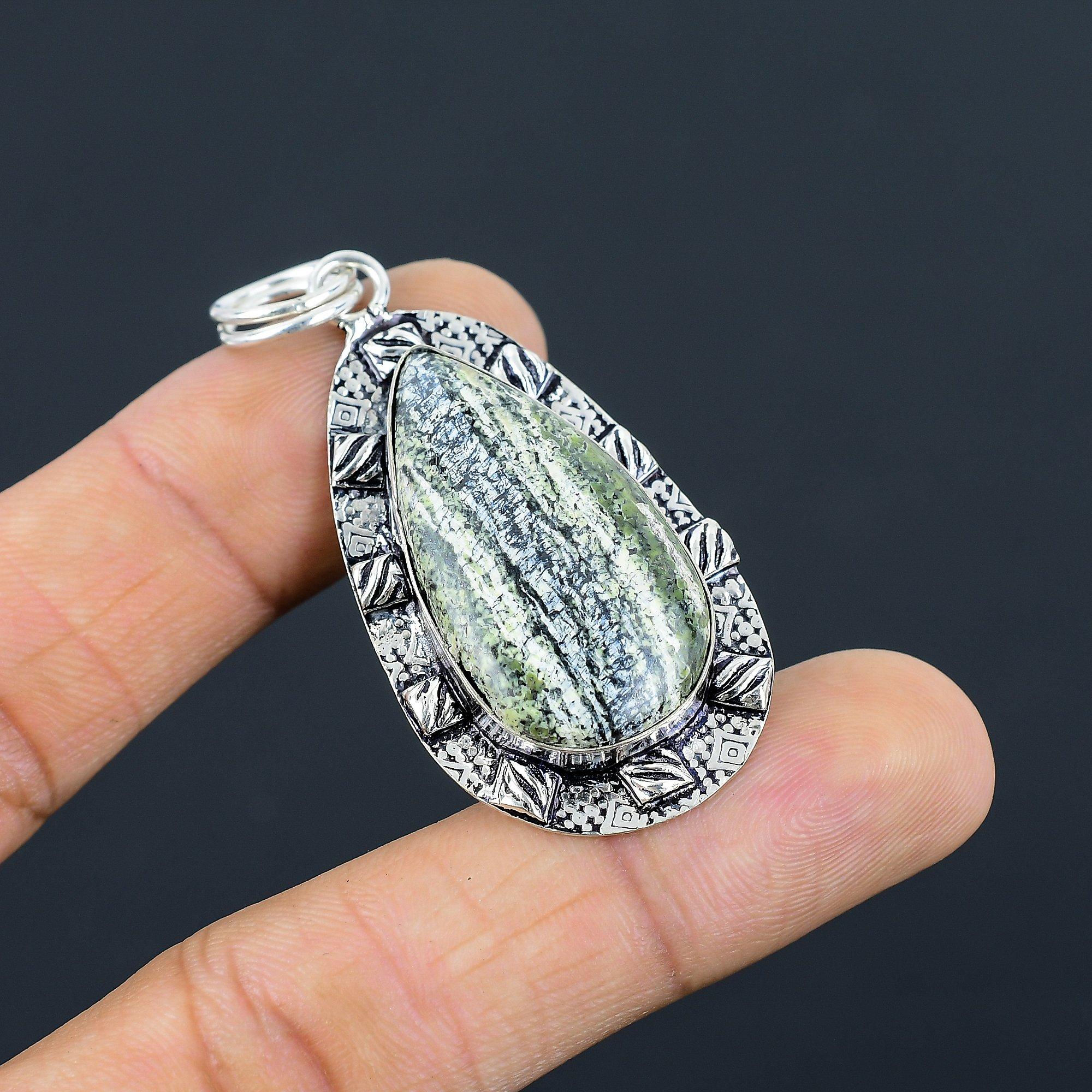 

Mothers day Sale 925 Sterling Silver Green Swiss Opal Stone Sister Bezel Pendant