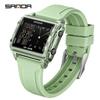 Sanda Waterproof Luminous Sports Watch: Square, Transparent Timer for Students