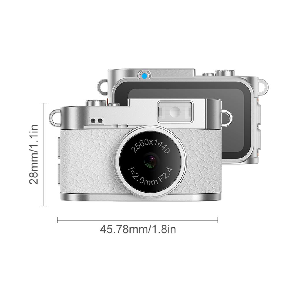2K 1440P Retro Digital Camera Pocket Video Recorder with 1.47-inch IPS Color Screen LED Flash Light Mini Camera for Photography